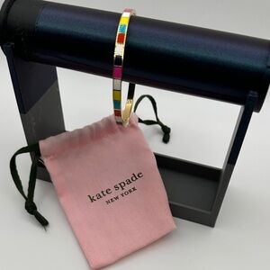 NWOT Kate Spade Hit Your Stride Color Block Enamel Gold Bangle with dust bag
